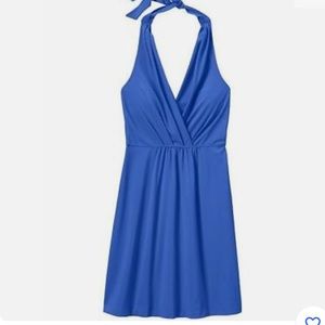 NWOT Athleta Go Anywhere Halter Dress, Cerulean Blue, SIZE 12